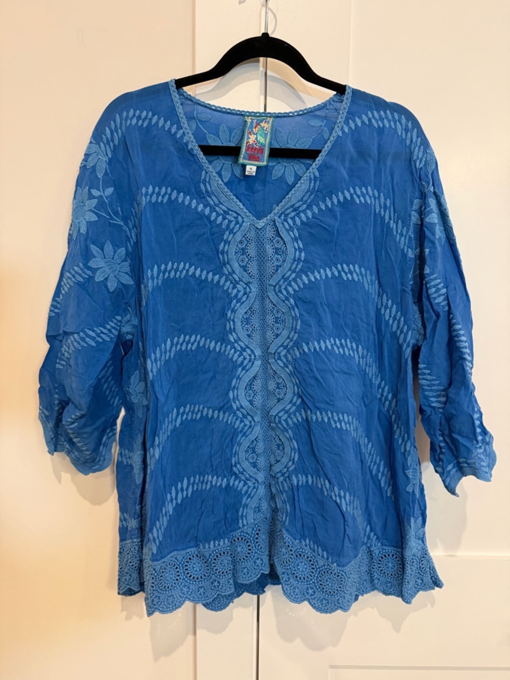 Johnny Was Milano Tunic in Blue Size XL EUC Cottagore Cabincore Boho - Picture 7 of 13